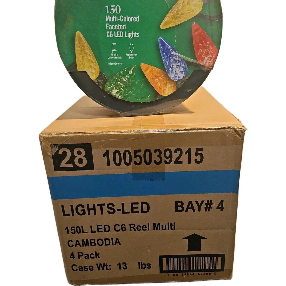Home Accents Christmas 150 Multicolor C6 LED Faceted Lights 49ft Lot Case Of 4